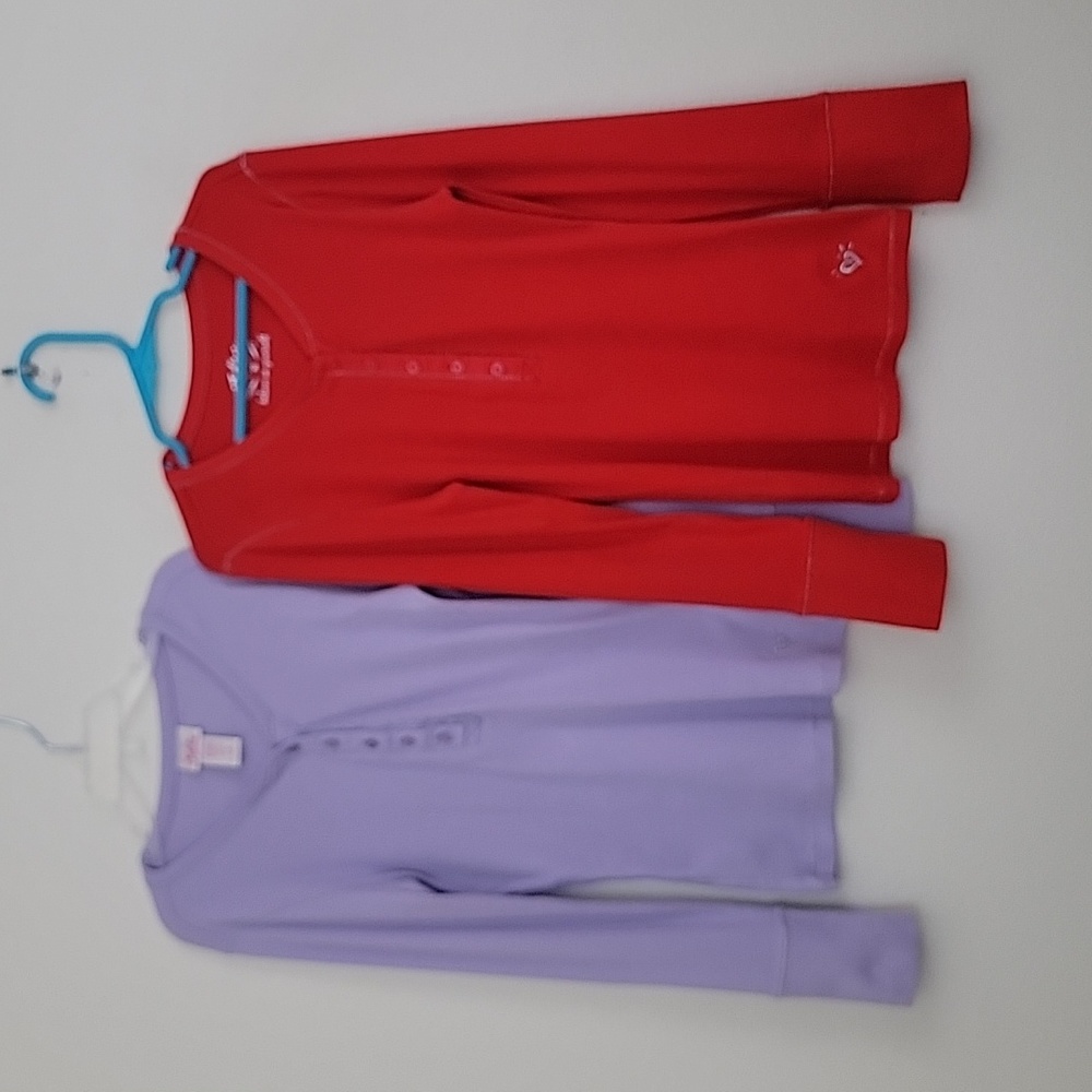 Justice LOT Of 2 Red & Purple Ribbed Fabric Long Sleeve Tops 10